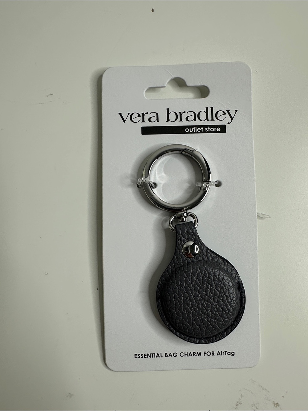Vera Bradley Black Pebble Leather Key & AirTag Holder